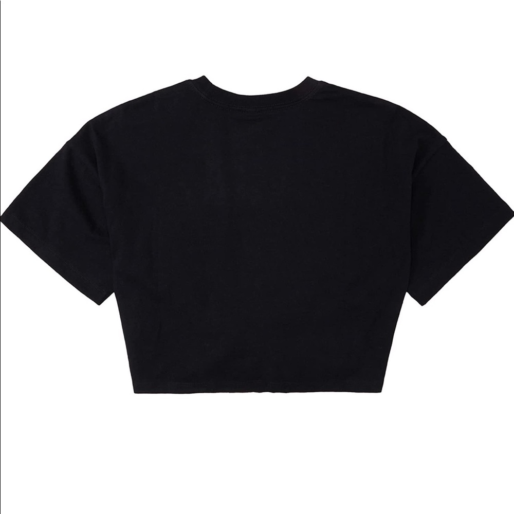 NWT ROXY Logo Embroidered Twist Tie-Front Crop T-Shirt in Black and White - Picture 2 of 3